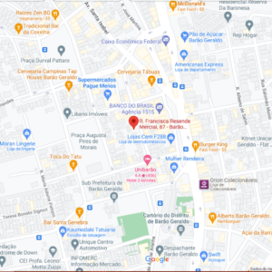 Mapa com indicação da loja física Óptica e relojoaria Barão