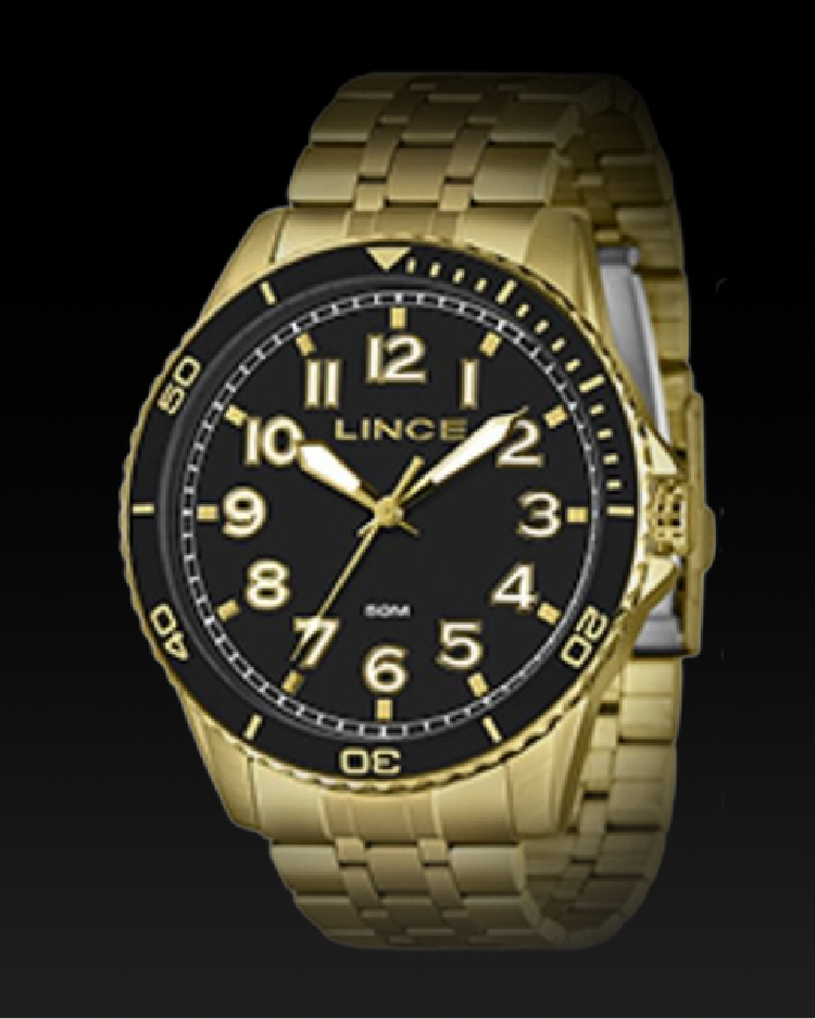 Relógio Lince Dourado fundo preto