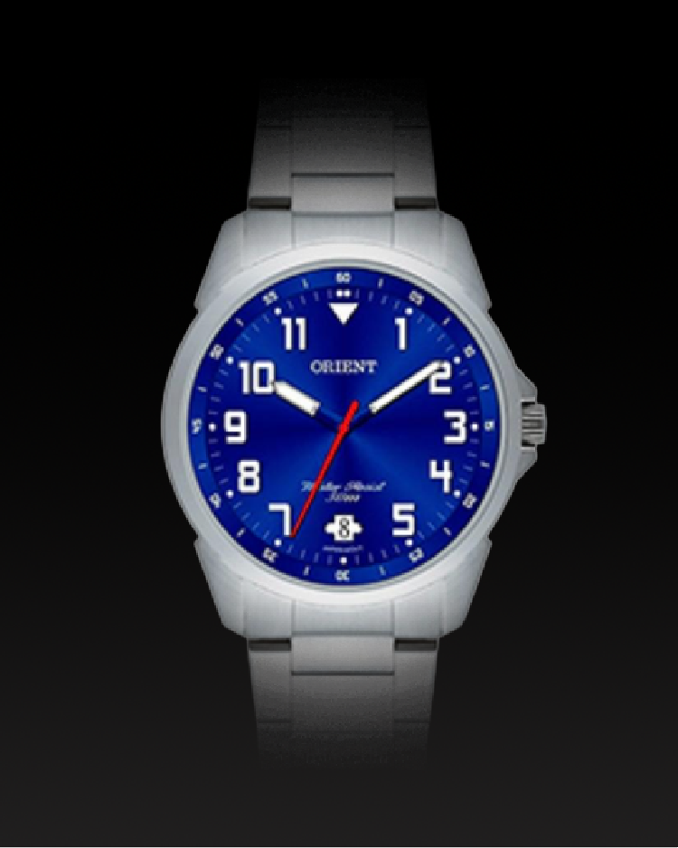 Relógio Orient fundo azul cx em aço