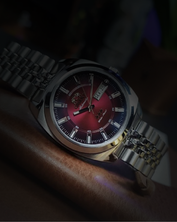 Relógio Orient fundo vermelho