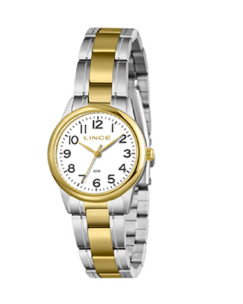 Relógio Lince Feminino Prata e dourado com fundo Branco