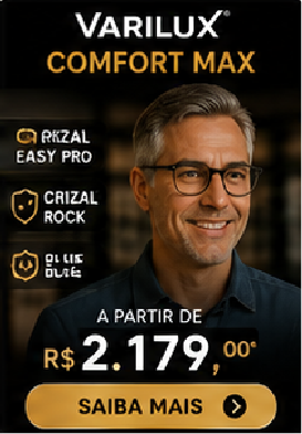 Promoção de lentes Varilux Comfort Max com Crizal Rock e Blue UV na Óptica Barão
