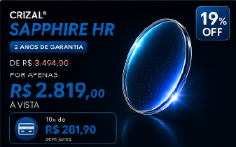 Promoção Crizal Sapphire HR Varilux na Óptica Barão em Campinas, com 19% de desconto e 2 anos de garantia.