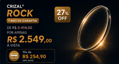 Promoção Crizal Rock Varilux na Óptica Barão em Campinas, com 27% de desconto e 1 ano de garantia.